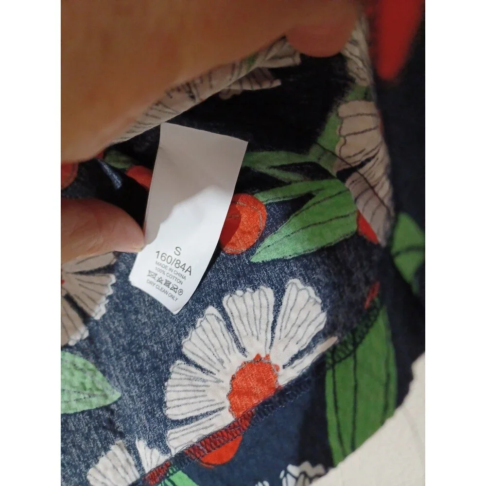 Kate Spade Size Small Daisy Vines Puff Sleeve Blouse Blue Floral Scoop Neck EUC